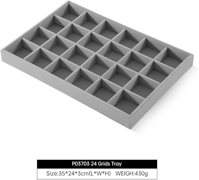 Stackable Jewelry Organizer Trays, Velvet Drawer Jewelry Organizer,Premium Earring Organizers And Storage,Luxury Gemstone Storage,Grey Jewelry Tray