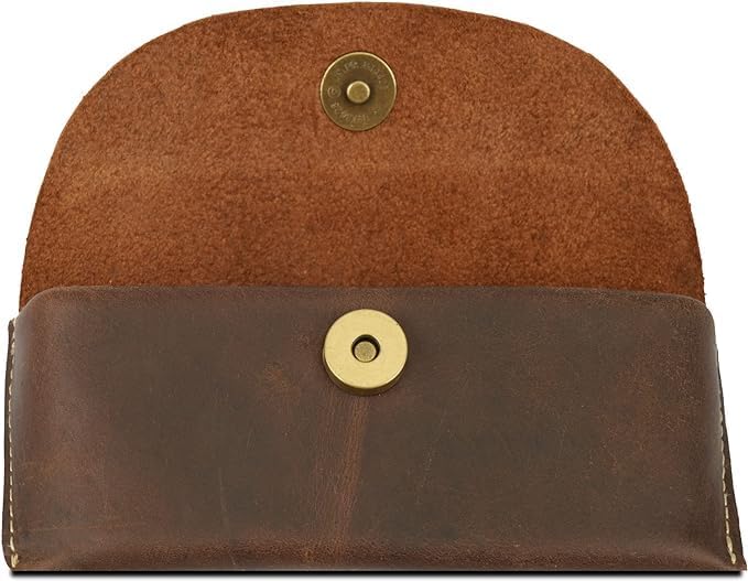 Leather Sunglasses Case Genuine Leather Eyeglass Case Soft Glasses Pouch Reading Glasses Case for Men & Women