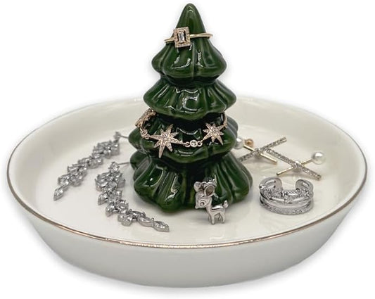 Forest Green Christmas Tree Ring Dish, Jewelry Holder, Jewelry Holder Dish, Christmas Tree Decor, Thanksgiving, Christmas