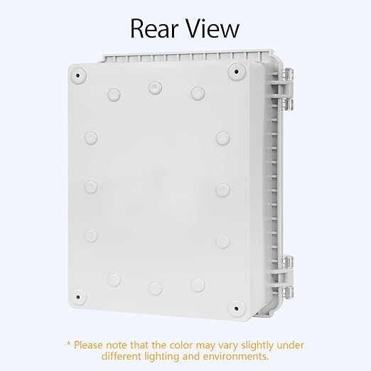 LeMotech Electrical Box, IP67 Waterproof Hinged Clear Cover Stainless Steel Latch Junction Box, ABS Plastic Electrical Enclosure with Mounting Plate,Wall Brackets, Cable Glands,8.7"x6.7"x4.3",Grey