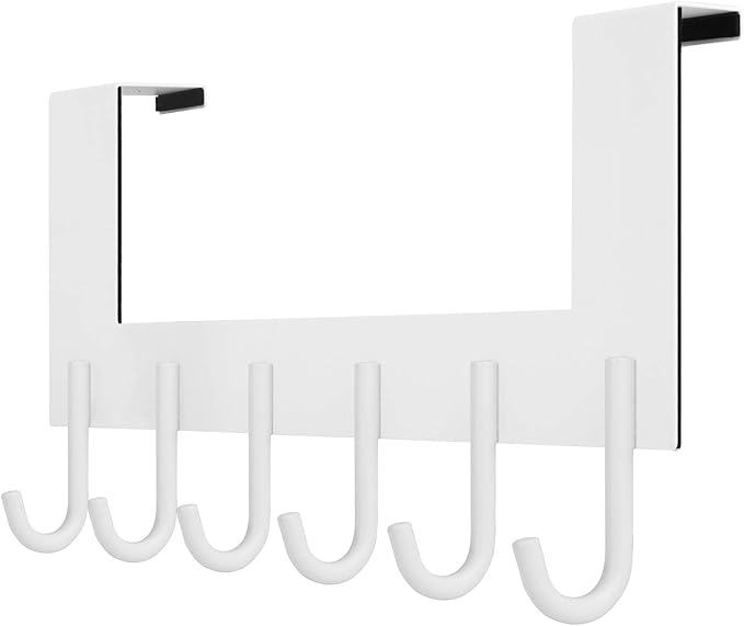 WEBI Over The Door Hook for Hanging Door Hanger,Over Door Towel Rack,Door Coat Rack for Towels,Clothes,Behind Back of Bathroom,White