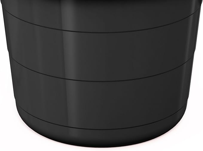 Life Story Large 17 Gallon Flexible Plastic Storage Bucket Container with Easy Grip Rope Handles for Indoor and Outdoor Storage, Black, 8 Pack