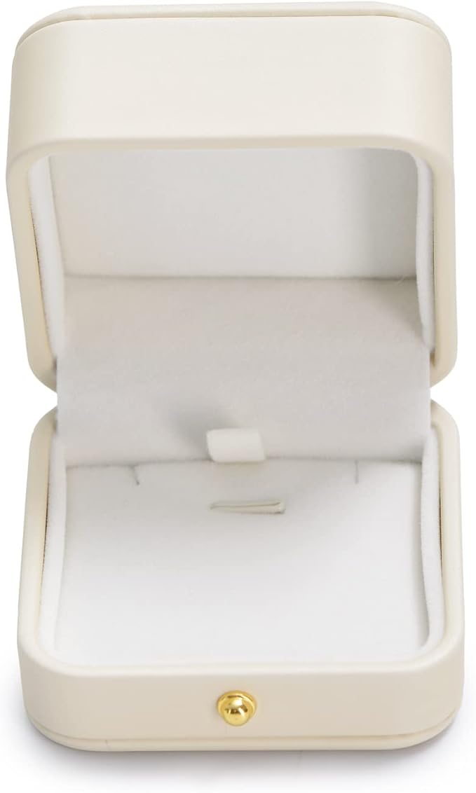 Oirlv Premium Leather Necklace Gift Box White Necklace Boxes for Jewelry Gift Velvet Interior Pendant Box