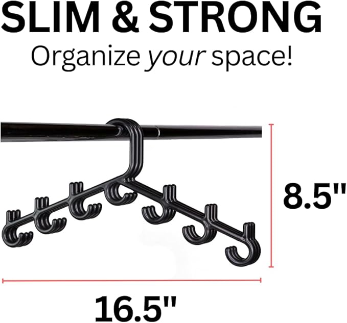 Made in USA Multi-Use Hanger for Bras, Lingerie, Hats & Scarves 5-Pack | Patented Closet Organizer | 7-Hook Space Saver for Underwear, Ties, Belts | No Clips, Lightweight Design