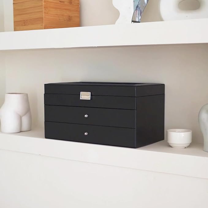 ProCase 3-layer Sunglasses Storage Organizer, 18 Slots Leather Sunglass Box Multiple Pairs Eyeglass Cases Eye Glass Eyewear Display Holder for Men Women, Father's Day Gift -Black