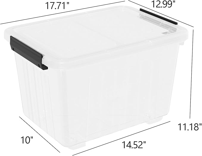 Readsky 30 Quart Clear Plastic Storage Bin with Lid and Wheels, Clear Totes Storage, 4 Packs