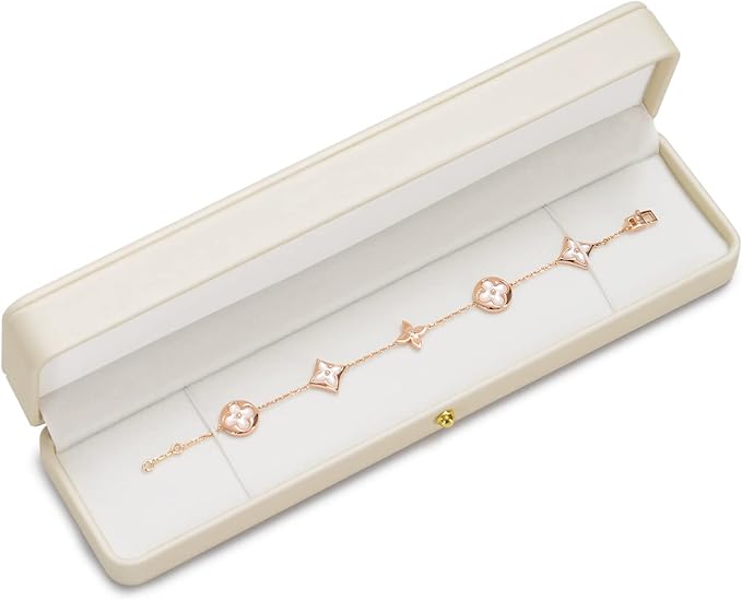 Oirlv Premium Leather Necklace Box White Necklace Presentation Box Velvet Interior Long Chain Bracelet Necklace Storage Case