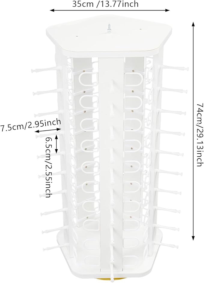 50 Pairs Glasses Rack, 360° Rotating Sunglasses Display Rack, 5-Sided Eyeglasses Storage Organizer, Eyewear Holder, Commercial Sunglasses Display Stand, White