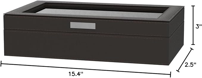 HOUNDSBAY Mariner Mens Watch Box Storage Case Holder, Watch Box for Large Watches, PU Leather Watch Box Organizer for Men, Watch Case for Large Watches, Wrist Watch Display Case, Watch Case Box Men