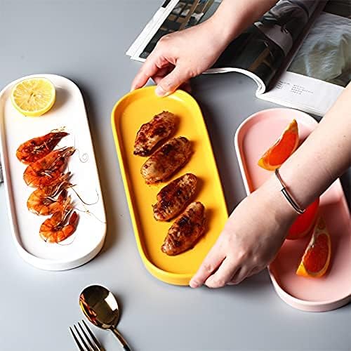 Ceramic Sink Tray, Bathroom Counter Tray, Bathtub, Cosmetics Dish, Candle, Perfume Shampoo Liquid Soap Simple Style Design Suit for Bathroom and Kitchen (White)
