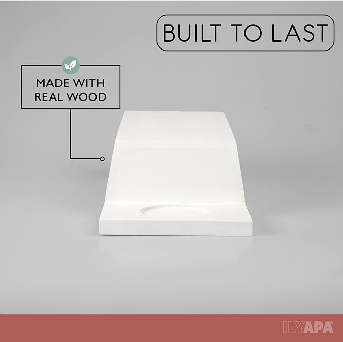 Ilyapa Wooden Detergent Holder, Liquid Detergent Dispenser Stand for Fabric Softeners, Laundry Room Countertop Decor, White Soap Containers Station Organizer