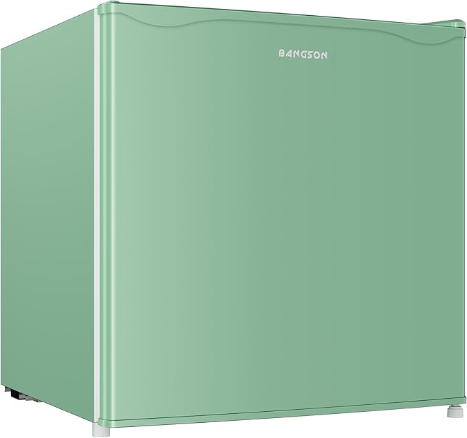 BANGSON 1.7 Cu.Ft Mini Fridge with Freezer, Compact Single Door Refrigerator - Energy Saving, Low Noise - Perfect for Office, Apartment, Dorm, Bedroom,Green