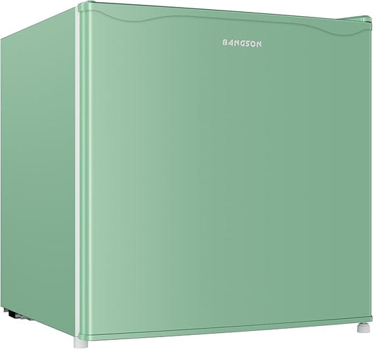 BANGSON 1.7 Cu.Ft Mini Fridge with Freezer, Compact Single Door Refrigerator - Energy Saving, Low Noise - Perfect for Office, Apartment, Dorm, Bedroom,Green