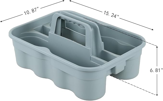 Bringer Set of 6 Plastic Cleaning Caddy Carry Caddy for Cleaning Supplies, Plastic Cleaning Tote with Carry Handle, Gray
