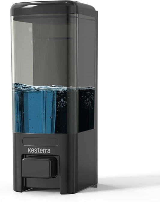 Manual Soap Dispenser, 17oz/500ml Wall Mount Soap Pump, Large Capacity Kitchen Bathroom Hand Soap Dispenser, Commercial Refillable Shampoo Shower Gel Lotion Dispenser, Black