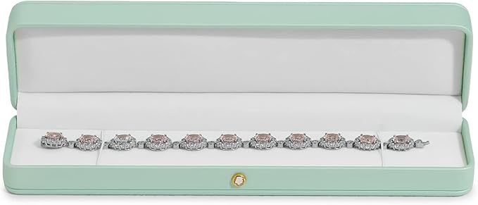 Oirlv Gorgeous Mint Green Necklace Box White Velvet Interior Long Chain Bracelet Necklace Storage Case