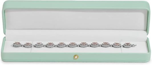 Oirlv Gorgeous Mint Green Necklace Box White Velvet Interior Long Chain Bracelet Necklace Storage Case