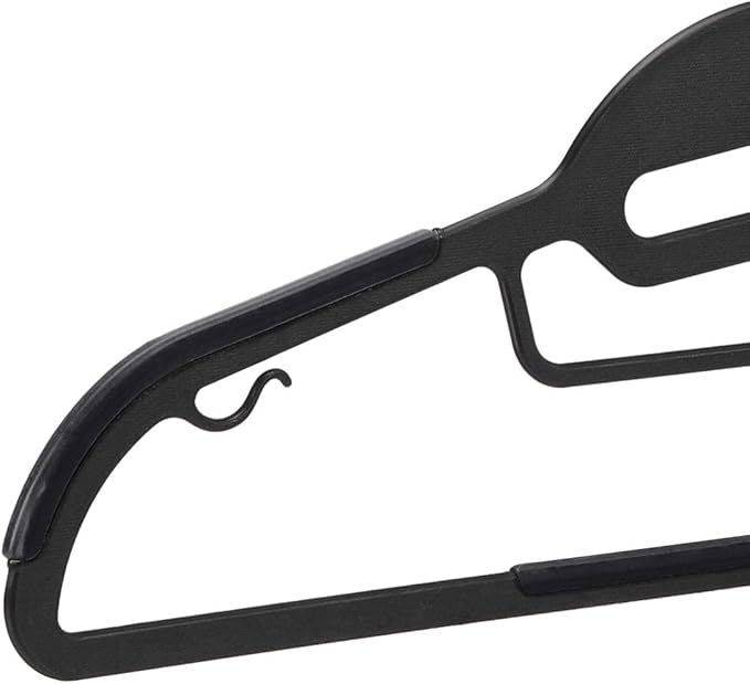 Amazon Basics Non-slip Heavy Duty Plastic Hanger with Rubber and Horizontal Bar, Pack of 50, Gray