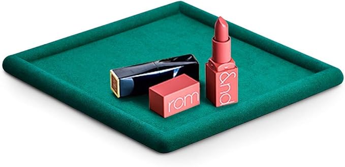 Oirlv Top Microfiber Jewelry Tray Square Nightstand Organizer Rings Earrings Necklace Trinket Storage Tray Showcase Jewelry Display (Green)