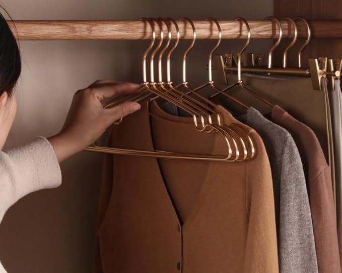 Premium Matte Golden Aluminum Coat Hangers 20 Pack, 16.2” Extra Smooth & Durable Metal Shirt Dress Hanger,Aluminum Alloy Hanger,Clothing Support,Clothing Hang
