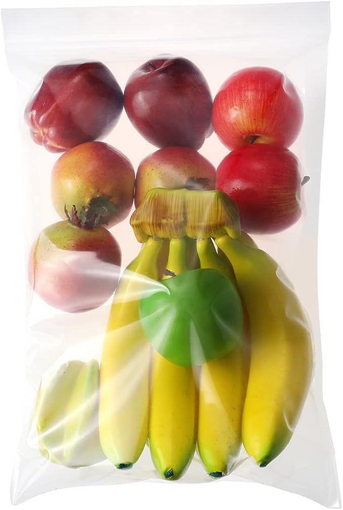 12" x 18" Large Thick 4 Mil Clear Zip Poly Lock Plastic Bags Seal Reclosable Zip Bag Heavy-Duty Clothing T-Shirt Pants Toys Zipper Storage Bags -20 Pack