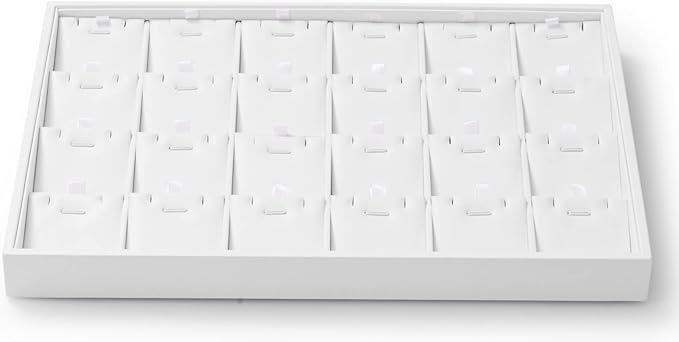 White PU Leather Jewelry Display Tray 24 Grids Pendant Earrings Necklace Organizer Display Showcase Jewelry Storage Tray