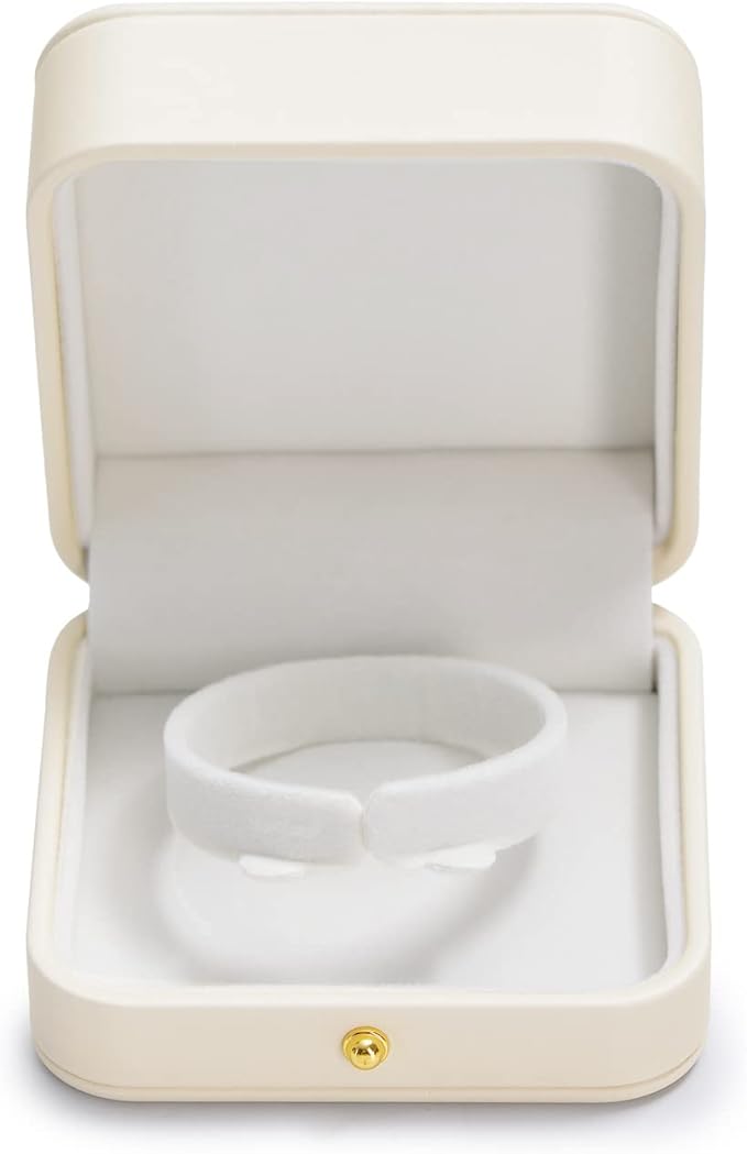 Oirlv Gorgeous Bracelet Gift Box Leather Bangle Box for Jewelry Gift White Velvet Interior Bangle Bracelet Storage(White)