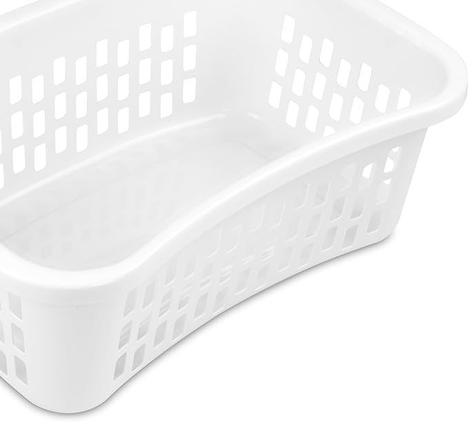 Sterilite 18 Pack HipHold Laundry Basket, Plastic Rectangle Clothes Hamper with Comfort Grip Handles & Reinforced Rim, 1.5 Bushel Capacity, White