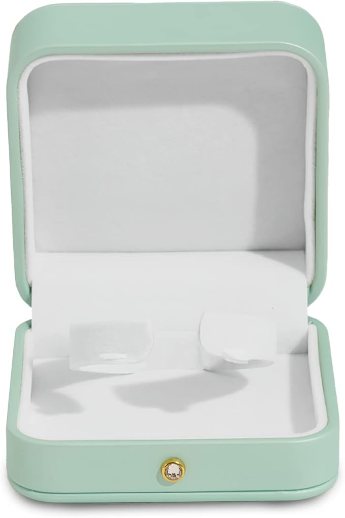 Oirlv Gorgeous Mint Green Bracelet Gift Box Leather Bangle Box for Jewelry Gift White Velvet Interior Bangle Bracelet Storage