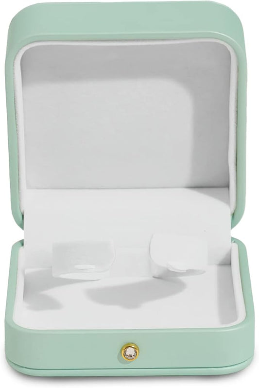 Oirlv Gorgeous Mint Green Bracelet Gift Box Leather Bangle Box for Jewelry Gift White Velvet Interior Bangle Bracelet Storage