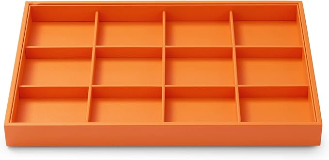 12 Grids Leather Bracelets Tray Stackable Jewelry Organizer Trays for Drawer Bracelet Bangle Holde Earrings Watches Storage (Orange)