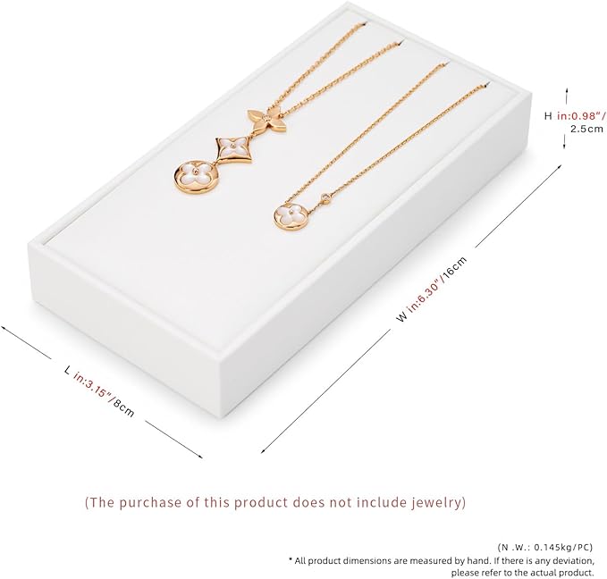 2 Slot Jewelry Stand Pendant Necklace Drawer Jewelry Organizer Tray White Bracelets Display Holder PU Leather