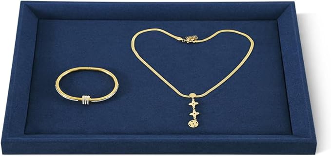 Velvet Jewelry Tray, Microfiber Tray,Premium Blue Jewelry Flat Trays,Large Jewelry Tray For Watch,Necklace,Ring,Pendants