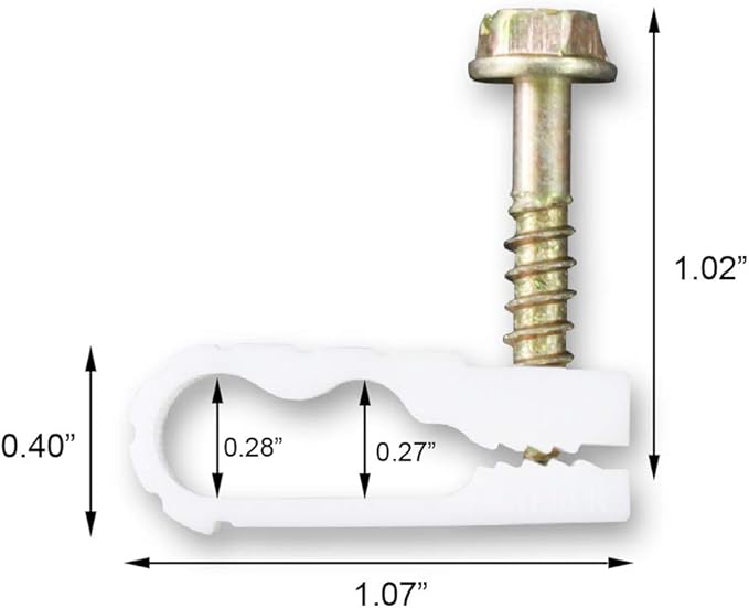 STEREN Coaxial Cable Clips - Cable Holder - Wire Clips - Siding Clips for Hanging - Cord Holder for Desk - Cable Clamps - Cord Clip - Wire Organizer Clips - Tv Mount Screws - White - 10 Pack