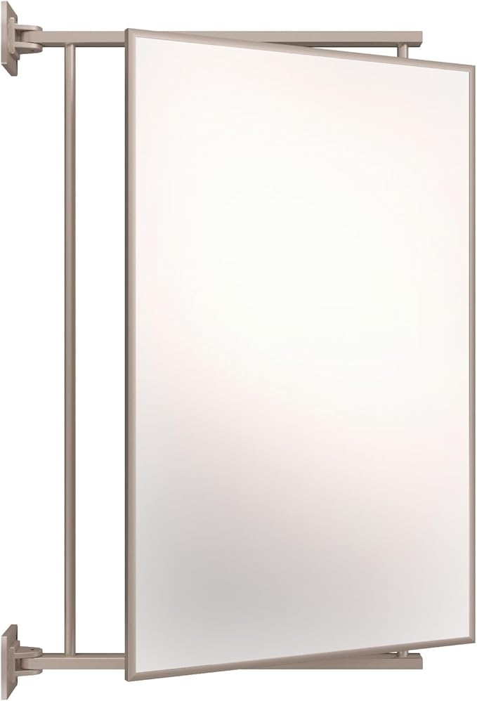 BRIXWELL PNV14BN 14" W x 22" H Pivot-N-Vue Double Hinged Mirror Rectangular Brushed Nickel
