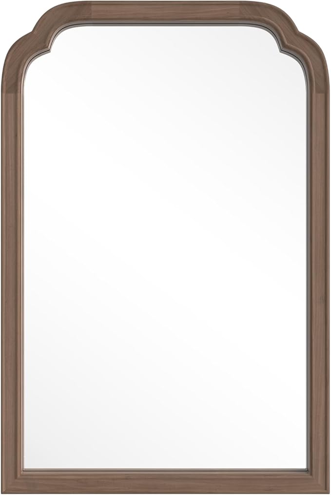 HOMECOOKIN Wood Bathroom Mirrors for Wall Mounted, 20" x 30" Rustic Wood Frame Wall Mirrors Decorative for Living Room or Bedroom Vanity Mirror (Walnut) B