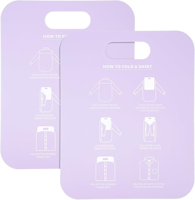 2 Pcs Shirt Folding Board, Portable Clothes Folder Plastic Laundry folders for Travel Adult White