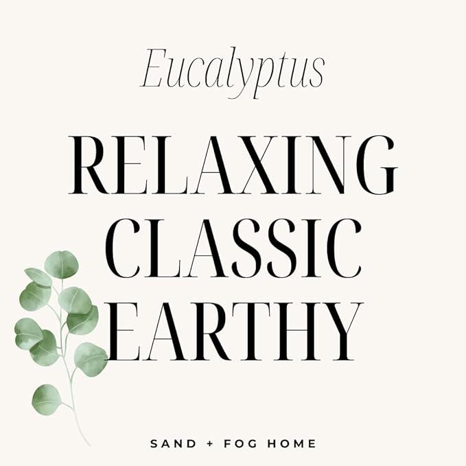 Sand + Fog Scented Candle - Eucalyptus – Additional Scents and Sizes – 100% Cotton Lead-Free Wick - Luxury Air Freshening Jar Candles - Perfect Home Decor – 10oz