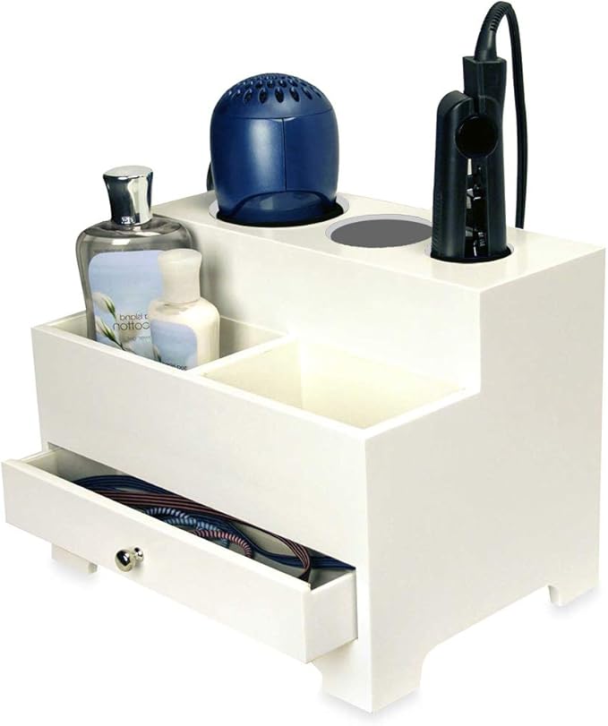 OnDisplay Makayla Deluxe Hair Tool and Accessory Organization Station - Holds Hair Dryer, Curling Iron, Hair Straightener and more