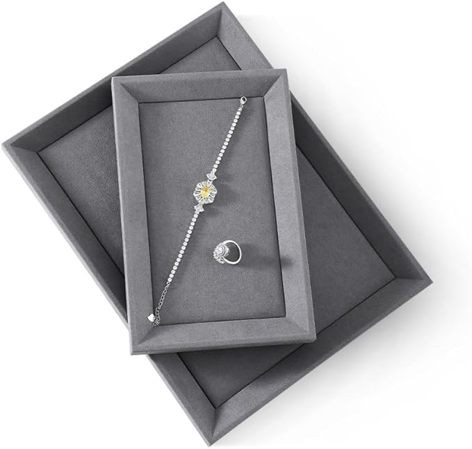 Premium Grey Velvet Jewelry Organizer - Flat Tray for Watch, Necklace, Ring, Pendants