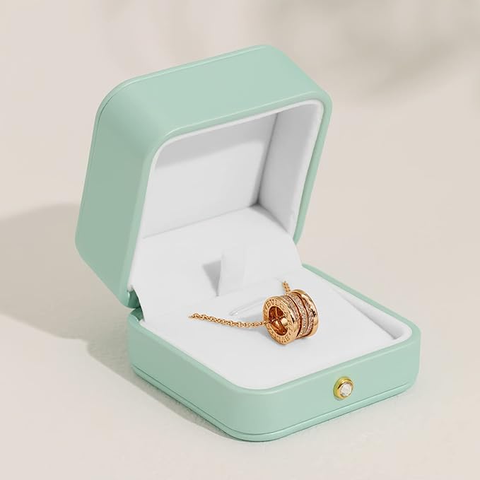 Oirlv Gorgeous Mint Green Necklace Gift Box Leather Necklace Boxes for Jewelry Gift Velvet Interior Pendant Box