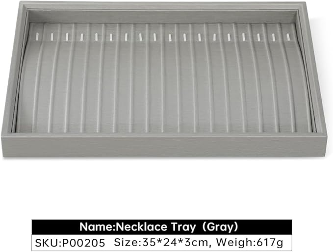 Necklace Display Leather Jewelry Display For Vendors,Grey Necklace Storage,Luxury Necklace Case, Gray