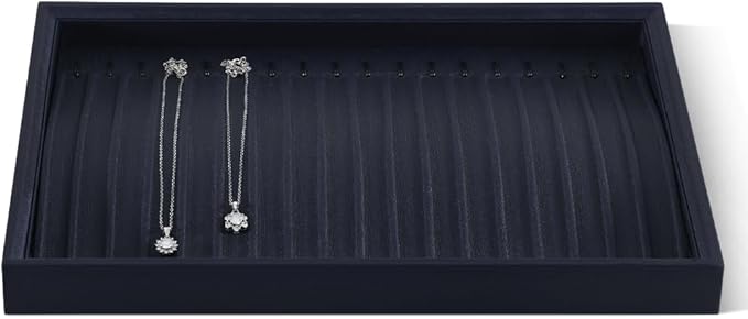 Leather Jewelry Necklace Tray for Bracelet Organizers and Storage，Jewerly Organizer Trays，Necklaces Holder Display，Bracelets Drawer Box Stand （Blue）