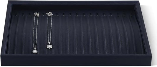Leather Jewelry Necklace Tray for Bracelet Organizers and Storage，Jewerly Organizer Trays，Necklaces Holder Display，Bracelets Drawer Box Stand （Blue）