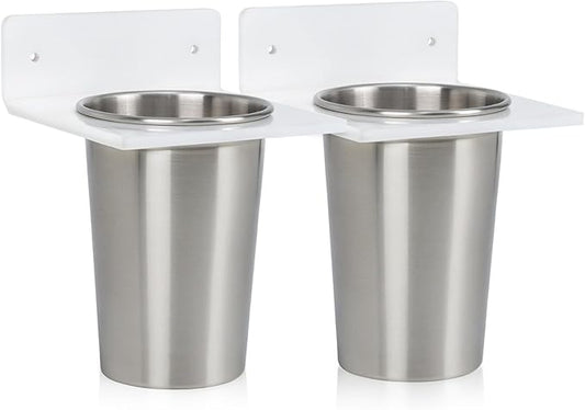 Hair Tool Organizer Wall Mount, Hair Dryer Holder and 2 Cup, Hair Hot Tools Organizer for Hair Styling Storage, Straighteners Holder, Curling Iron Holder, Hot Tool Storage for Bathroom Barbershops