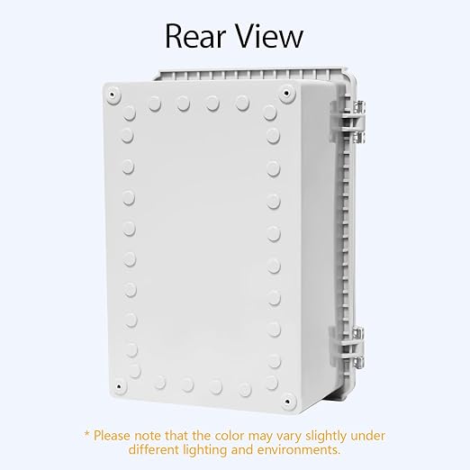 LeMotech Electrical Box, IP67 Waterproof Hinged Clear Cover Stainless Steel Latch Junction Box, ABS Plastic Electrical Enclosure with Mounting Plate,Wall Brackets, Cable Glands,11.4"x7.5"x5.5",Grey