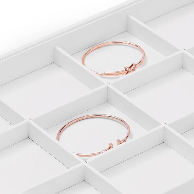 Premium White PU Leather Jewelry Organizer Tray - 12 Grids Display Tray for Earrings, Rings, Bracelets, Necklaces - Dresser & Countertop Storage (35x24cm) - Elegant Jewelry Display for Retail
