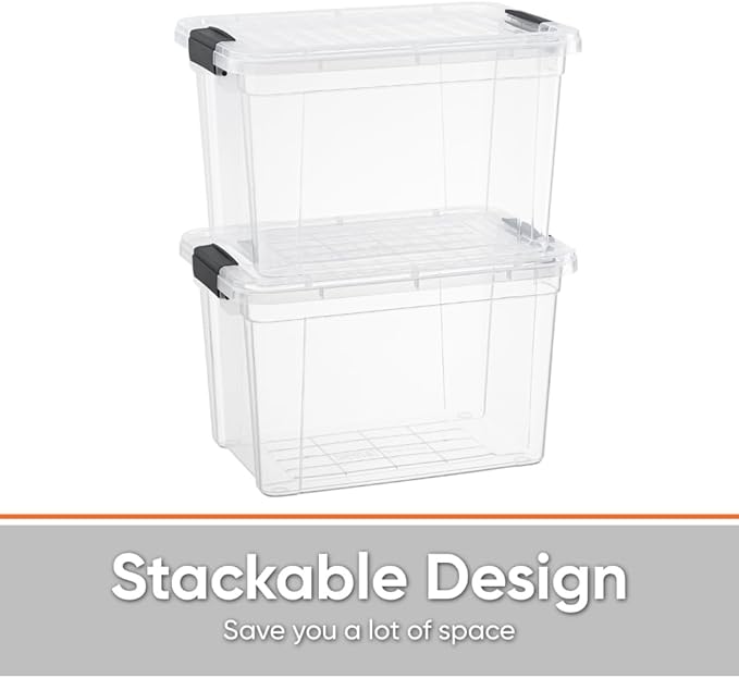 Superio Clear Storage Box with Lid, 2.5 Quart Plastic Container Bins for Organizing, Stackable Crates, BPA Free, Non Toxic, Odor Free, Organizers, 18 Pack