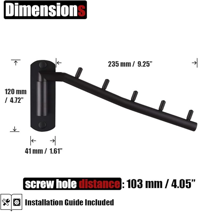 JQK Folding Clothes Hanger Rack, Stainless Steel Swing Arm Hook Holder, Clothing Hanging System Drying Closet Storage Organizer Matte Black Wall Mount 2 Pack, SHR100-PB-2P