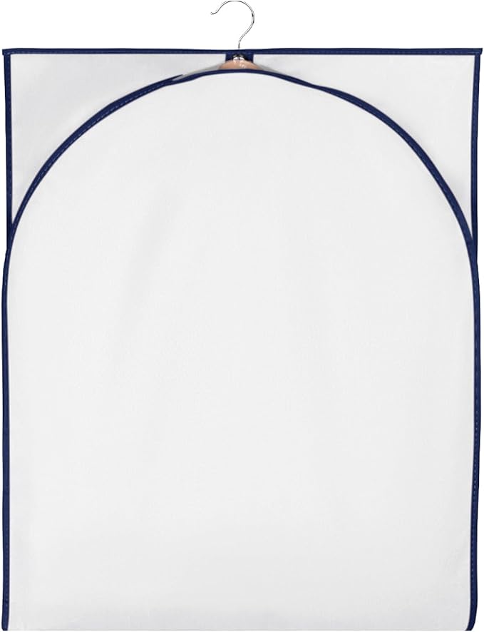 Syeeiex 60'' Garment Bags, Set of 8 Dress Bag for Gown, Garment Bags for Hanging Clothes,Garment Bag for Dresses Long,Dress Garment Bag for Gown,Evening Dresses,Fur Coat,Long Dress(White & Dark Blue)
